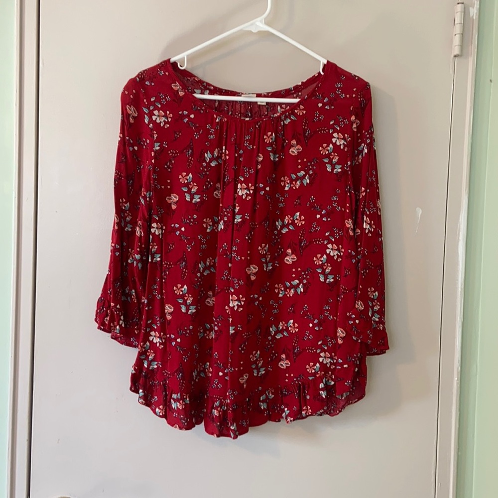 3 quarter sleeve floral blouse